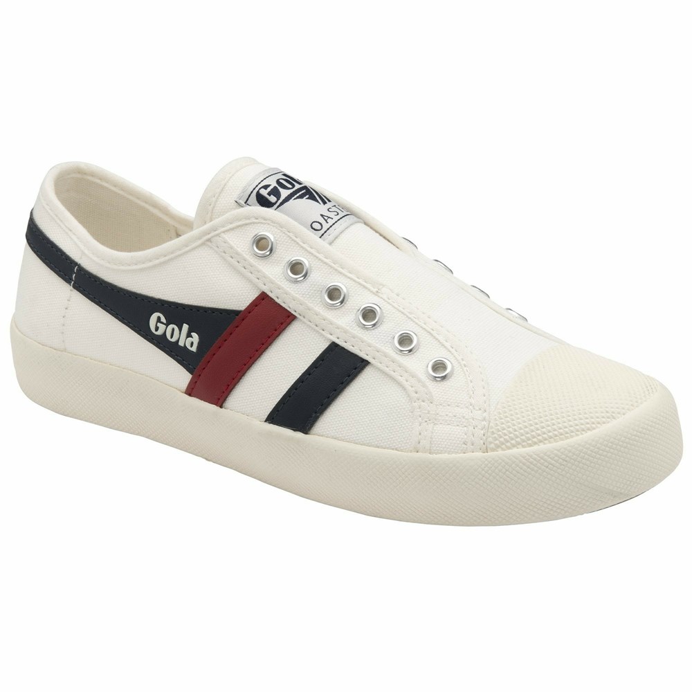 Gola Vegan Classics Coaster Slip Women Sneakers White / Navy / Red | HYXBOD329