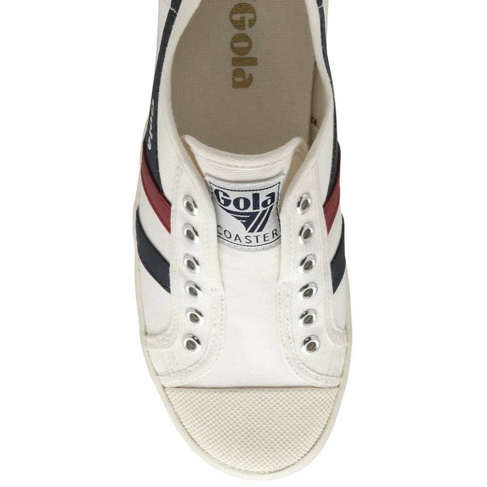 Gola Vegan Classics Coaster Slip Women Sneakers White / Navy / Red | HYXBOD329