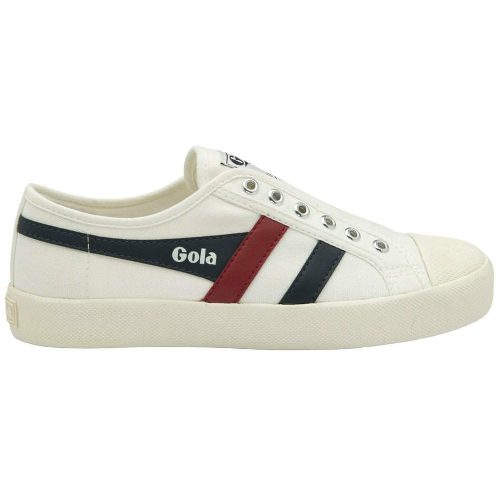 Gola Vegan Classics Coaster Slip Women Sneakers White / Navy / Red | HYXBOD329