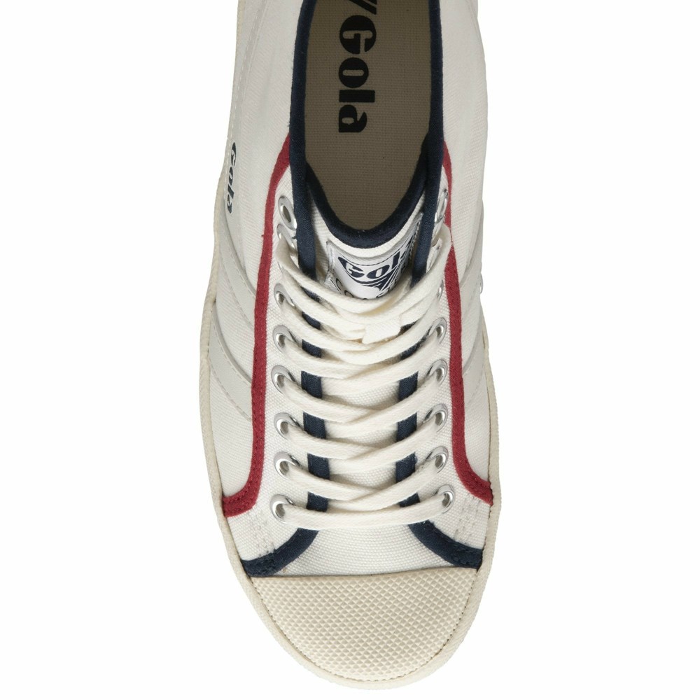 Gola Vegan Classics Coaster Smash High Women Sneakers White / Navy / Deep Red | GAEWSI965