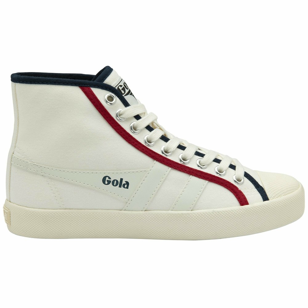 Gola Vegan Classics Coaster Smash High Women Sneakers White / Navy / Deep Red | GAEWSI965