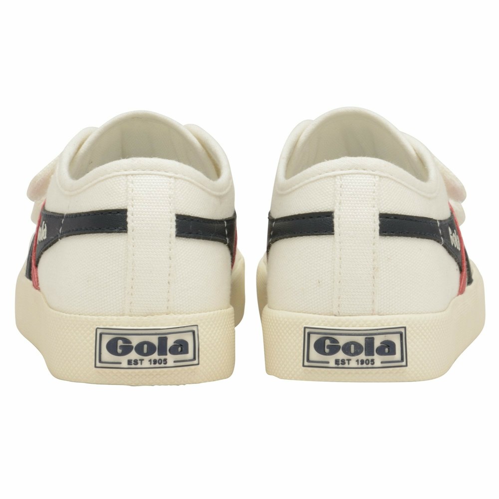 Gola Vegan Classics Coaster Strap Kids' Sneakers White / Navy / Red | RFWZQI627