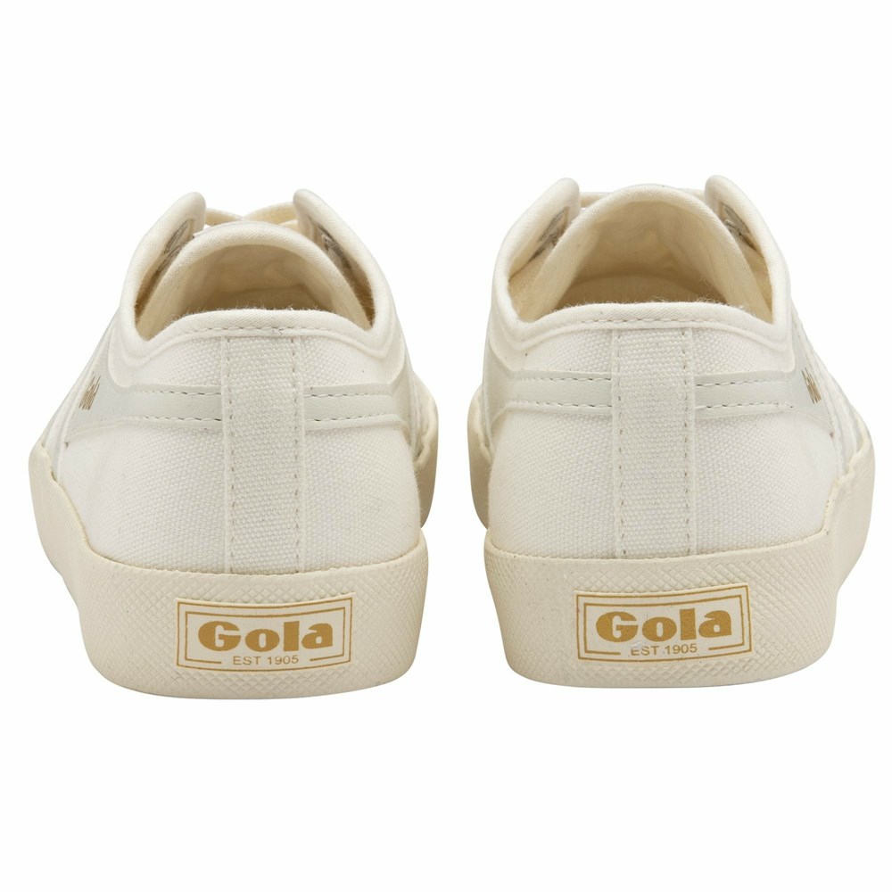 Gola Vegan Classics Coaster Women Sneakers White / White / Gold | GZJRKO234