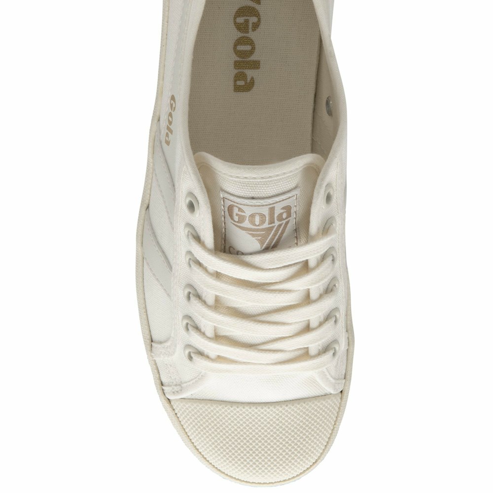 Gola Vegan Classics Coaster Women Sneakers White / White / Gold | GZJRKO234