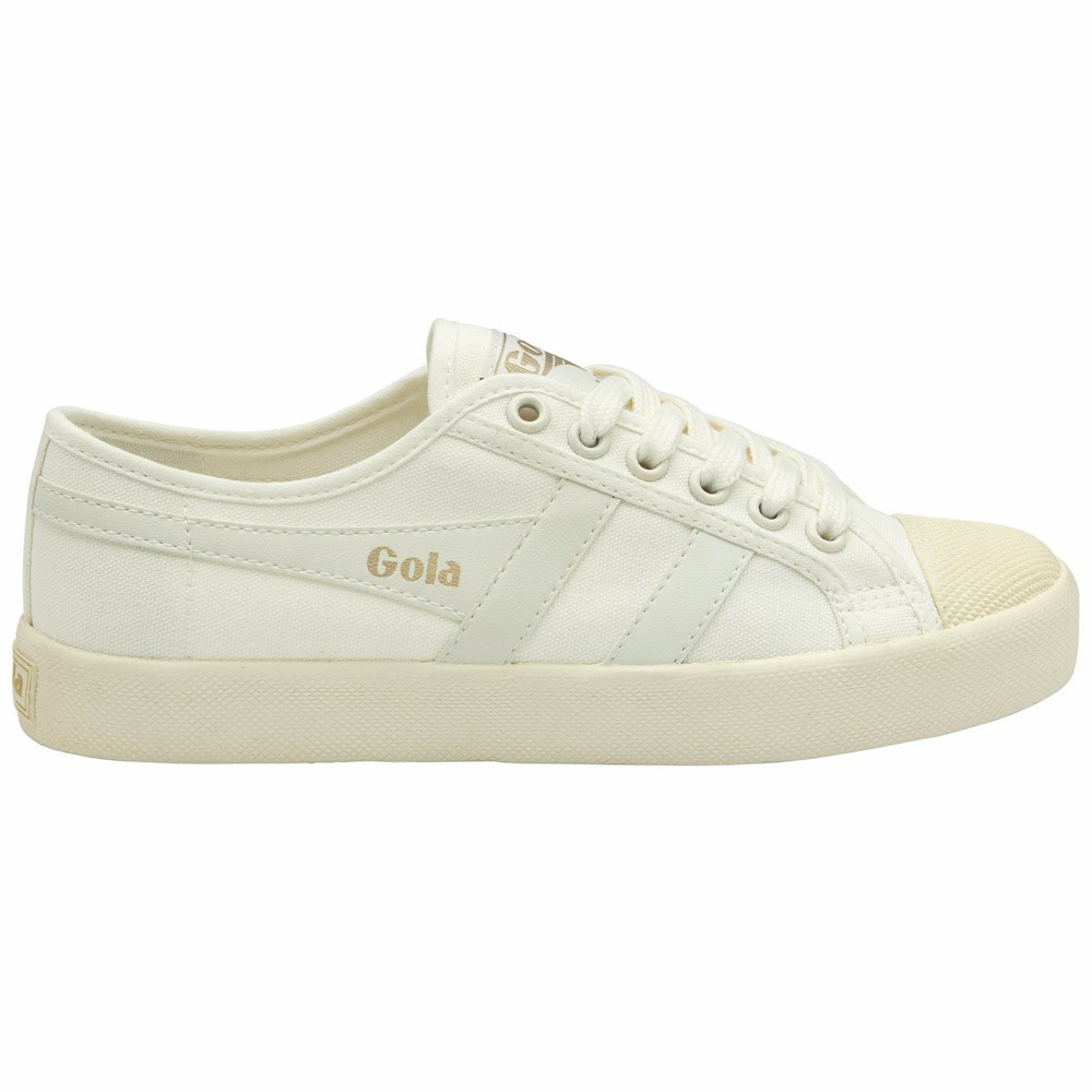 Gola Vegan Classics Coaster Women Sneakers White / White / Gold | GZJRKO234