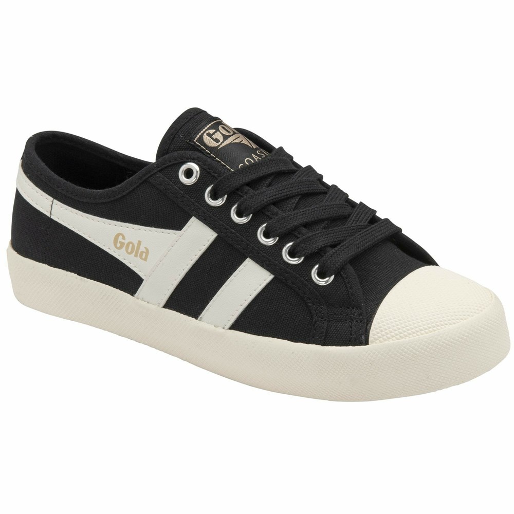 Gola Vegan Classics Coaster Women Sneakers Black / White / Gold | FNUVEA397