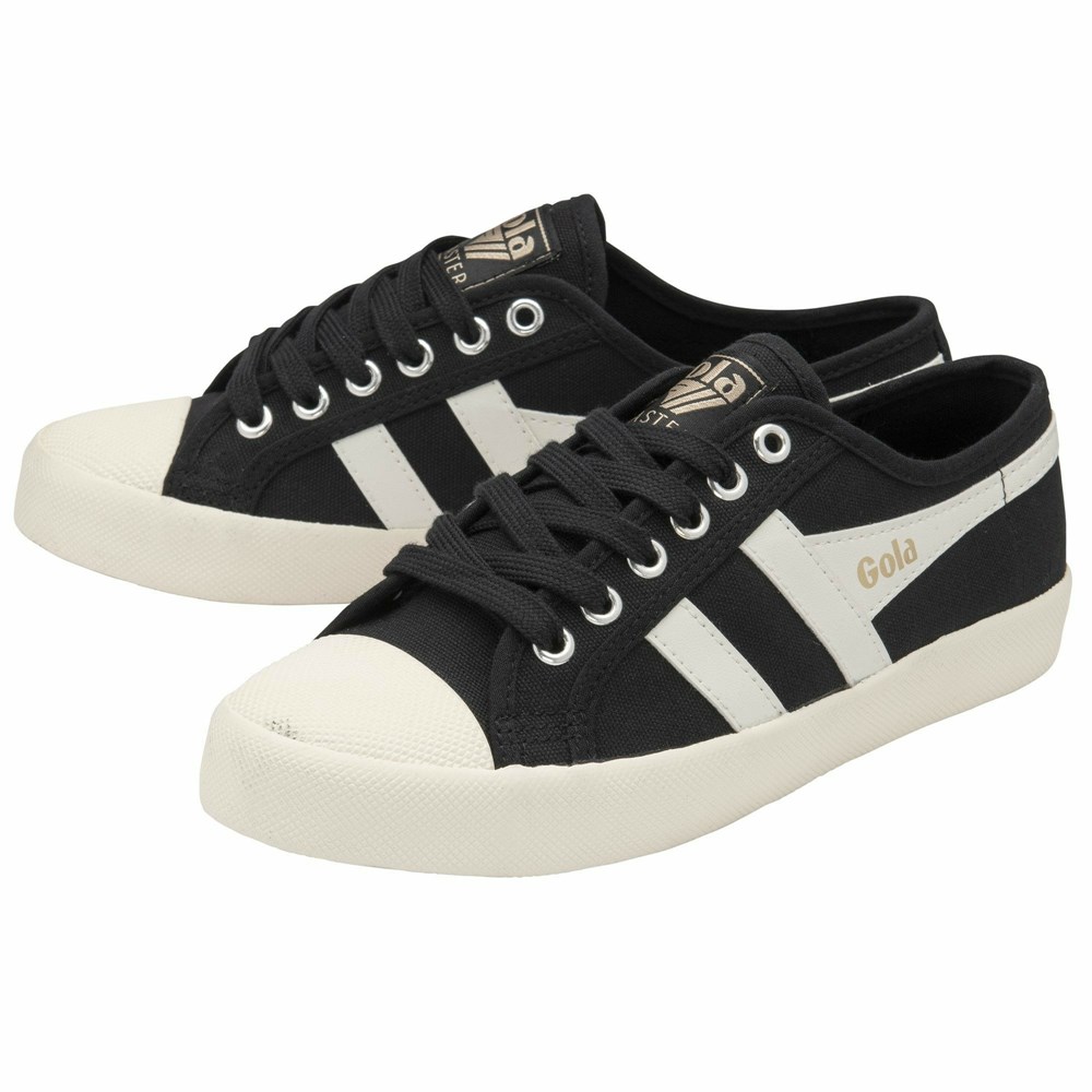 Gola Vegan Classics Coaster Women Sneakers Black / White / Gold | FNUVEA397