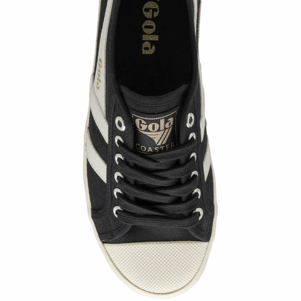 Gola Vegan Classics Coaster Women Sneakers Black / White / Gold | FNUVEA397