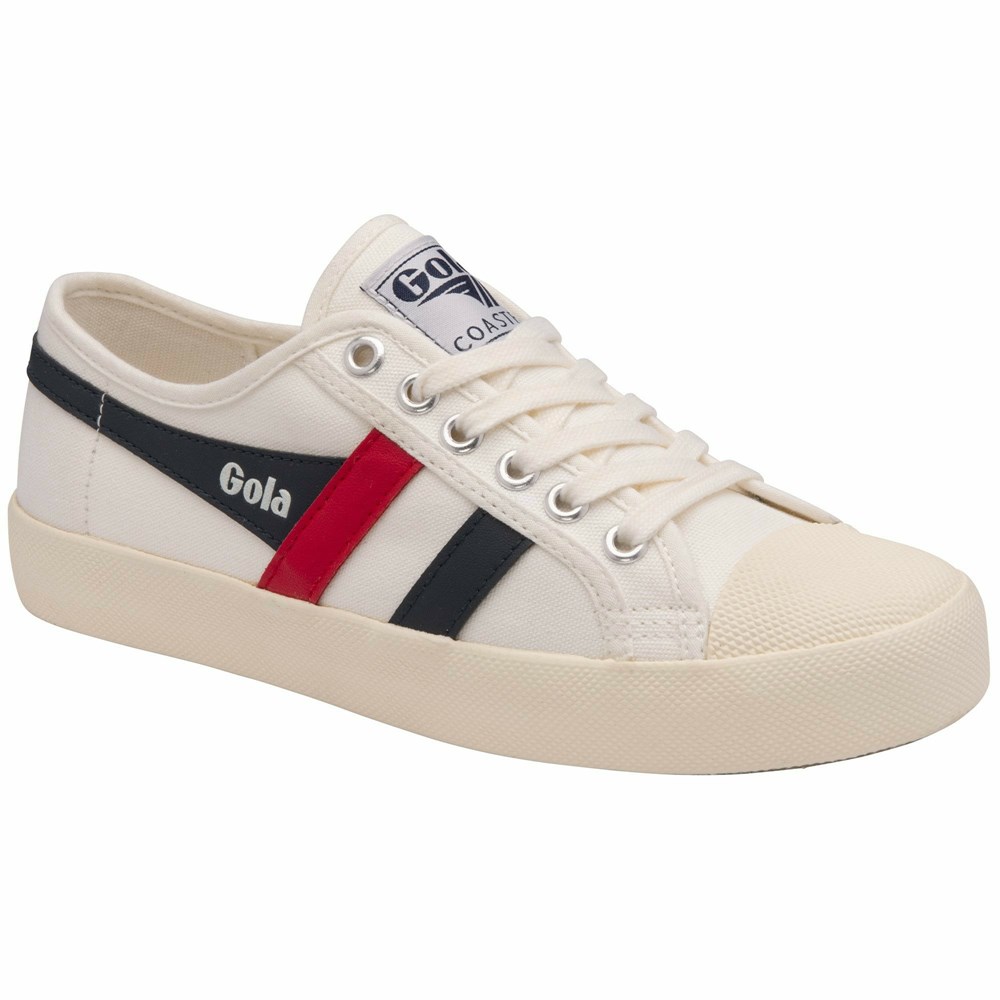 Gola Vegan Classics Coaster Women Sneakers White / Navy / Red | CSFYDG210