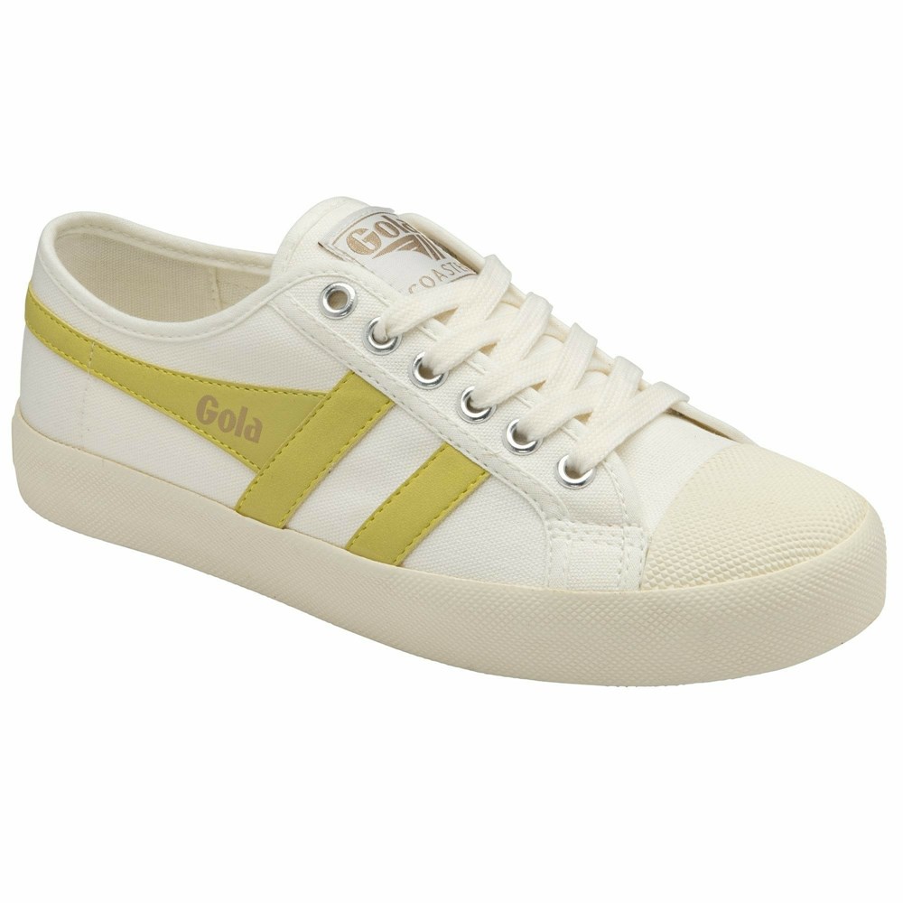 Gola Vegan Classics Coaster Women Sneakers White / Lemon | HEPXML619