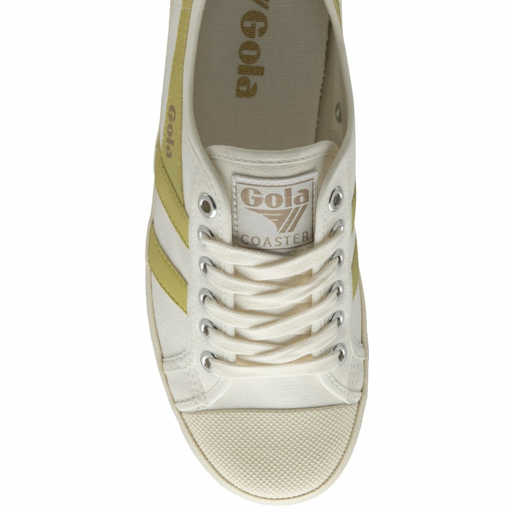 Gola Vegan Classics Coaster Women Sneakers White / Lemon | HEPXML619