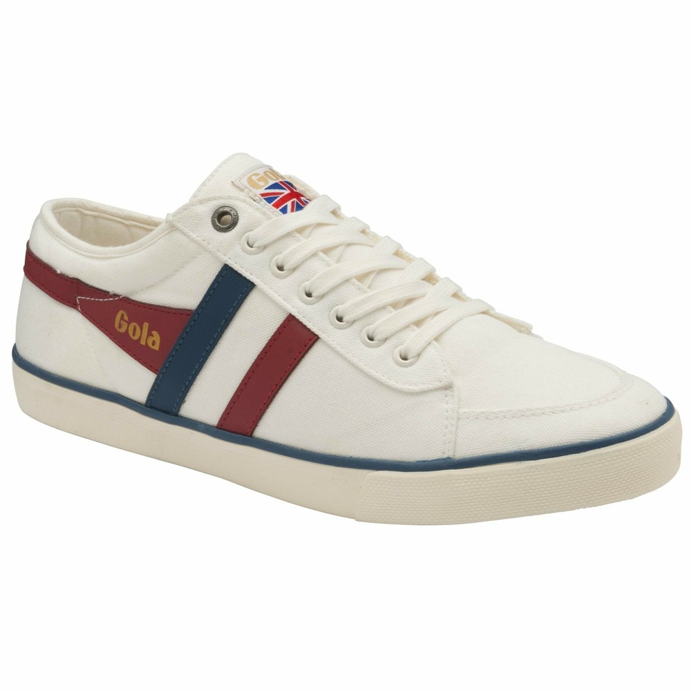 Gola Vegan Classics Comet Plimsoll Men Sneakers White / Deep Red / Blue | IARCQS915