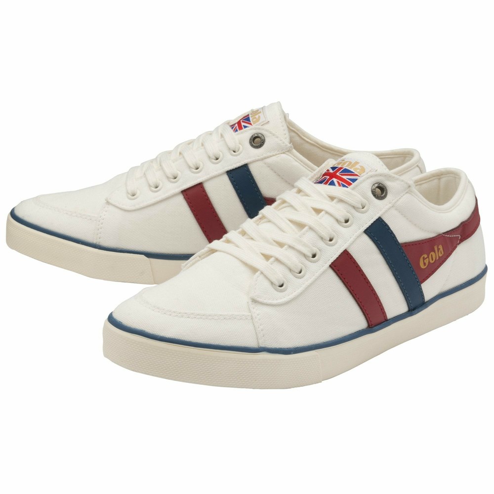 Gola Vegan Classics Comet Plimsoll Men Sneakers White / Deep Red / Blue | IARCQS915