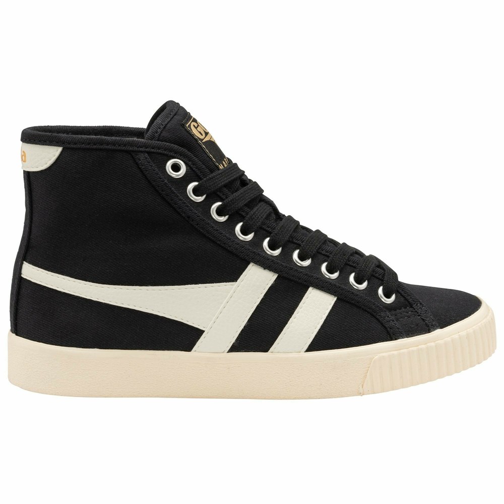 Gola Vegan Classics Tennis Mark Cox High Women Sneakers Black / White | QZBUVT382