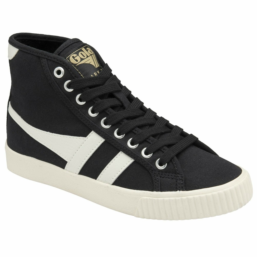 Gola Vegan Classics Tennis Mark Cox High Women Sneakers Black / White | QZBUVT382