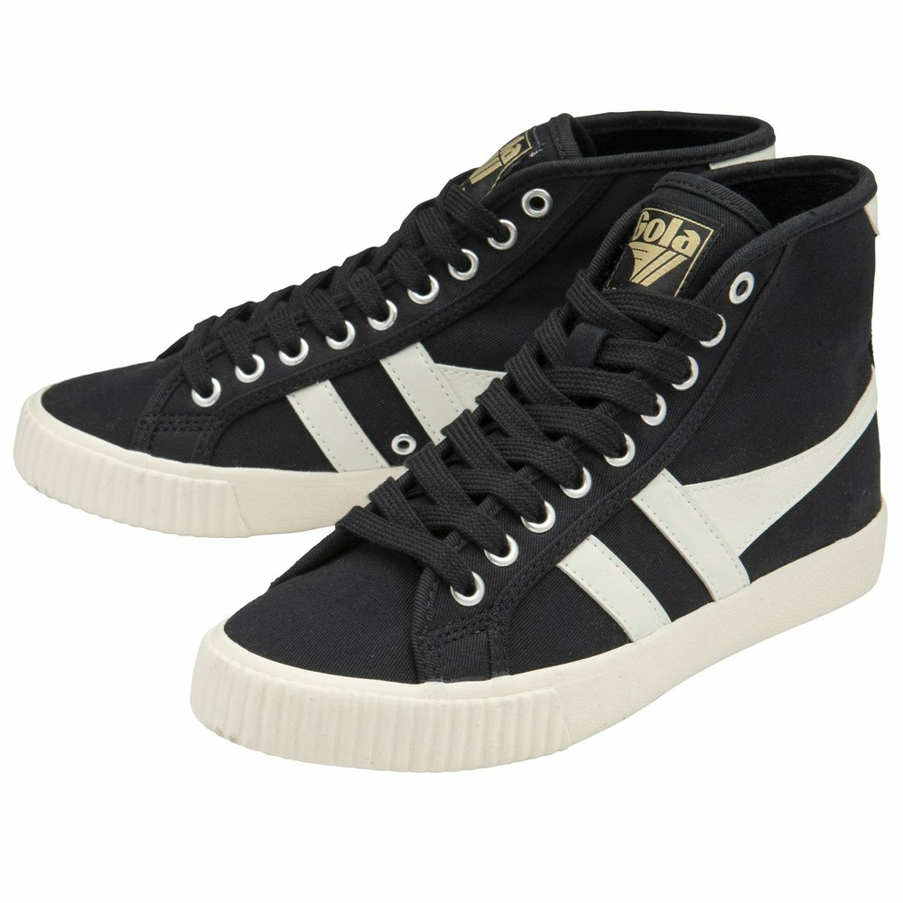 Gola Vegan Classics Tennis Mark Cox High Women Sneakers Black / White | QZBUVT382