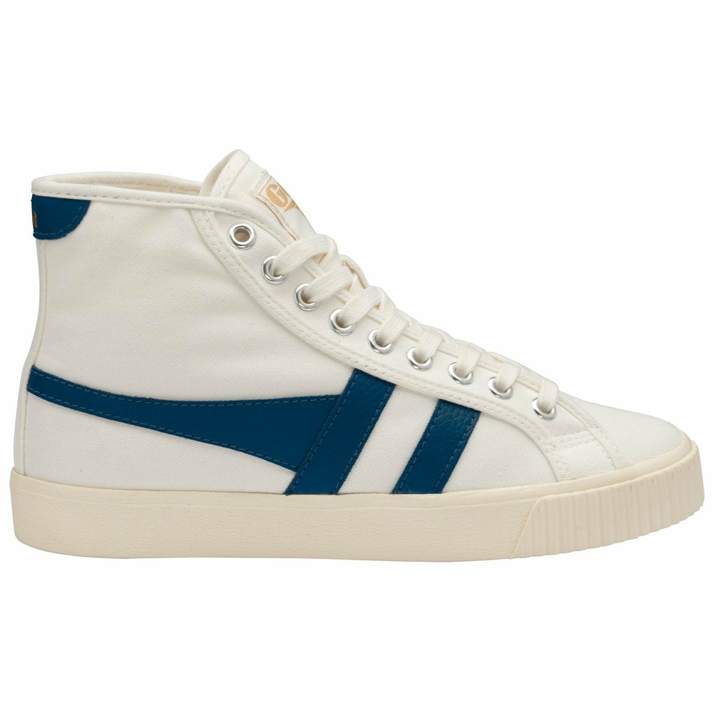 Gola Vegan Classics Tennis Mark Cox High Women Sneakers White / Blue | BQTMOF972