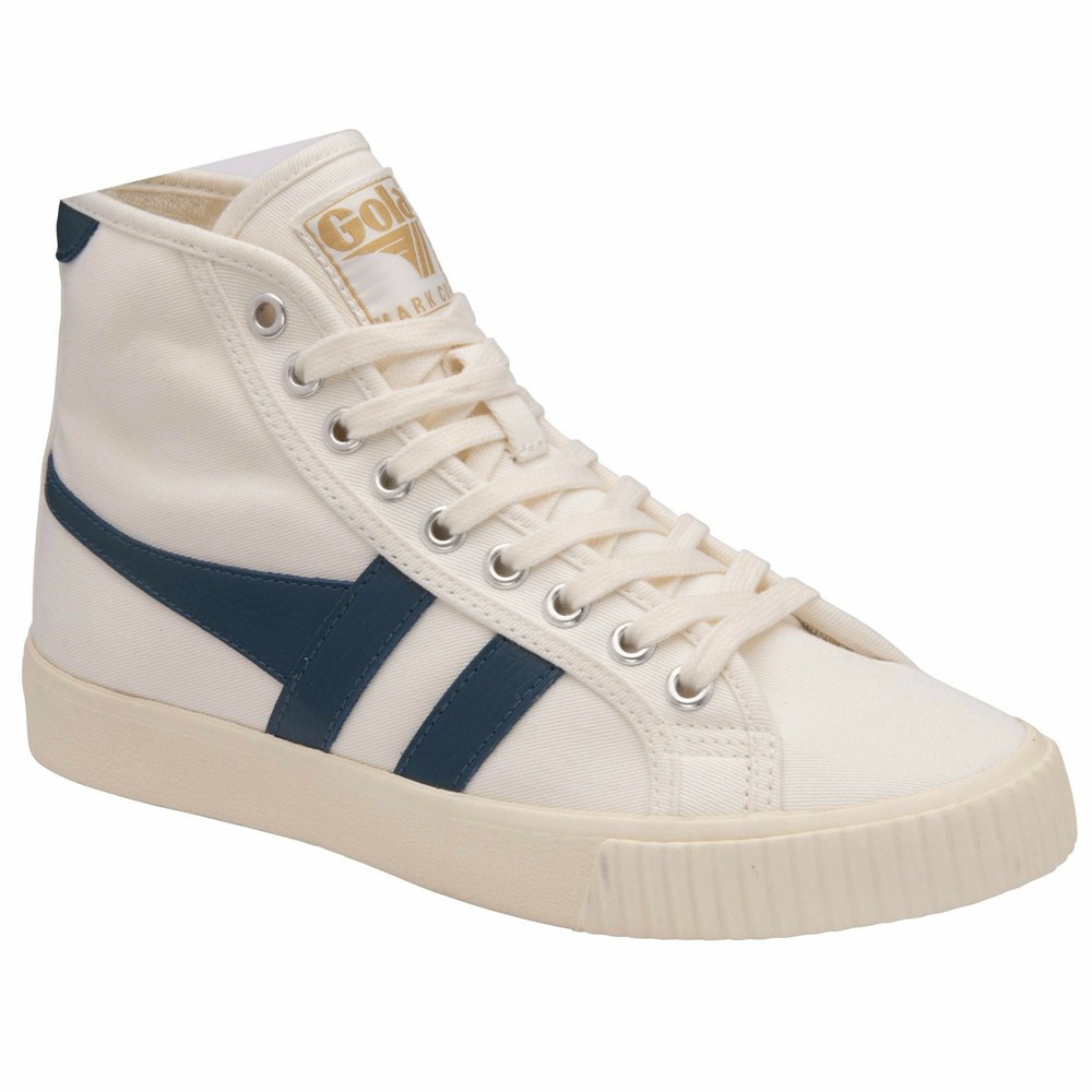 Gola Vegan Classics Tennis Mark Cox High Women Sneakers White / Blue | BQTMOF972