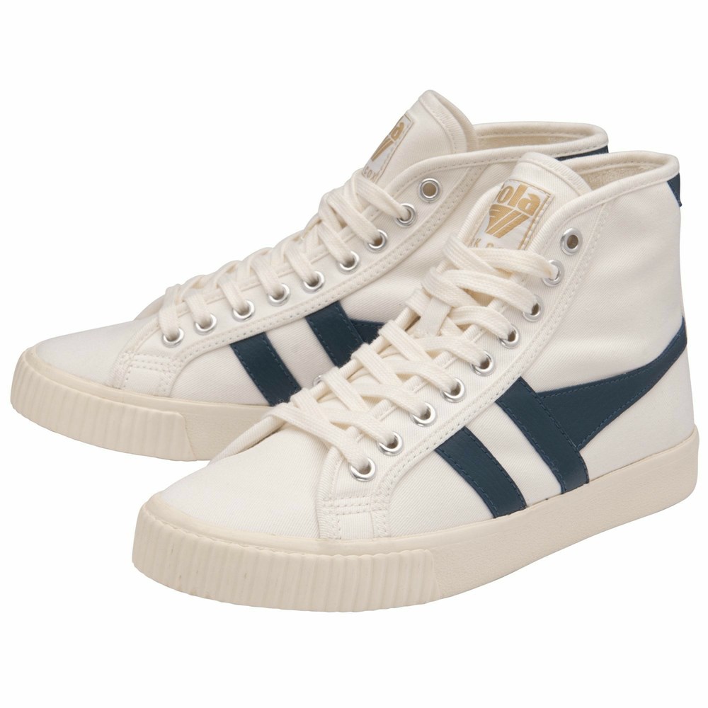 Gola Vegan Classics Tennis Mark Cox High Women Sneakers White / Blue | BQTMOF972