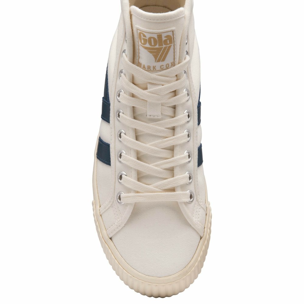 Gola Vegan Classics Tennis Mark Cox High Women Sneakers White / Blue | BQTMOF972