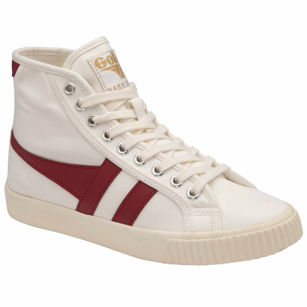 Gola Vegan Classics Tennis Mark Cox High Women Sneakers White / Deep Red | TSNOGE276