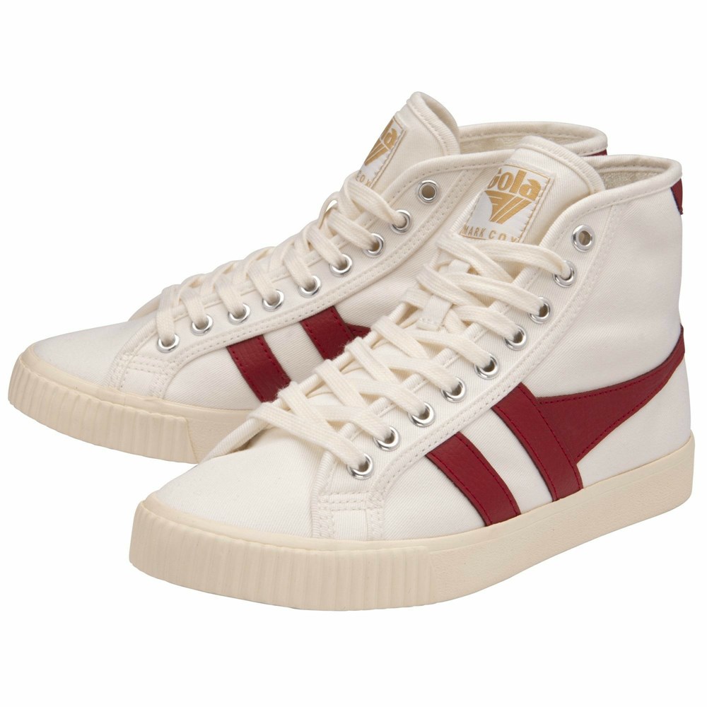 Gola Vegan Classics Tennis Mark Cox High Women Sneakers White / Deep Red | TSNOGE276