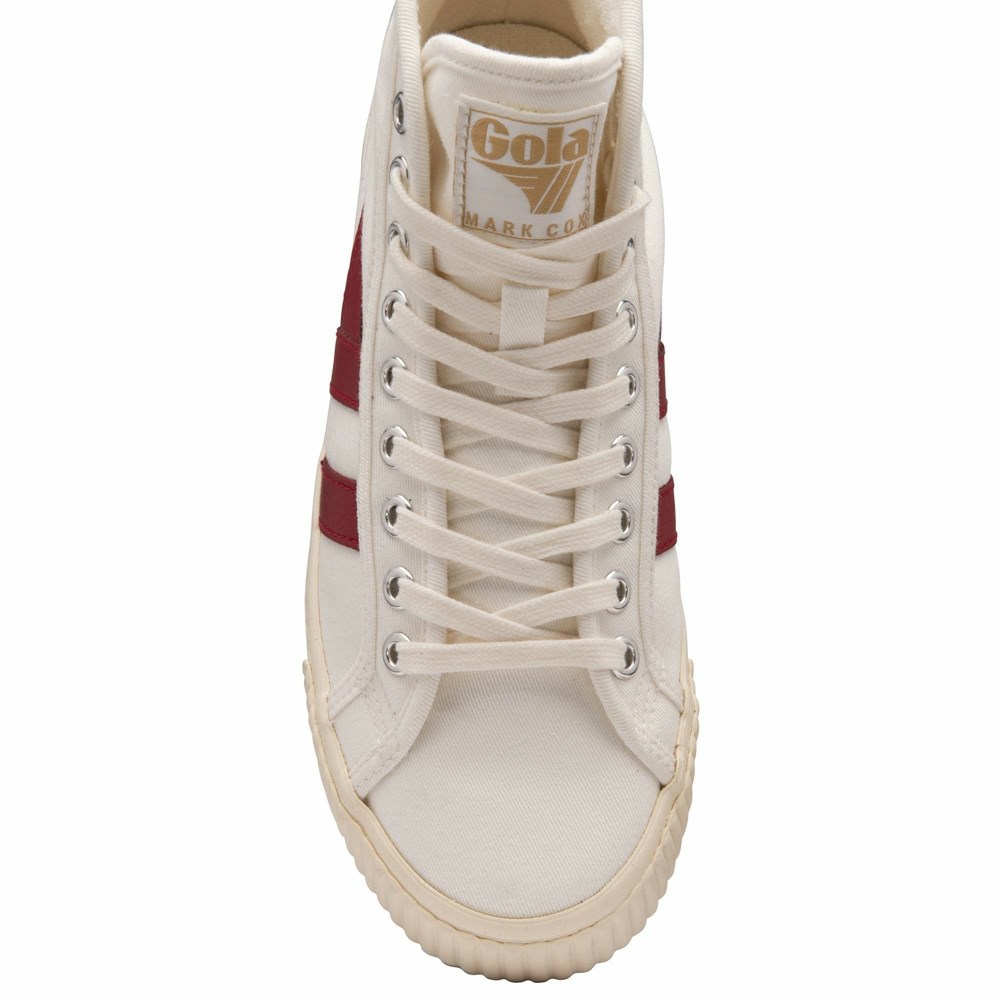 Gola Vegan Classics Tennis Mark Cox High Women Sneakers White / Deep Red | TSNOGE276